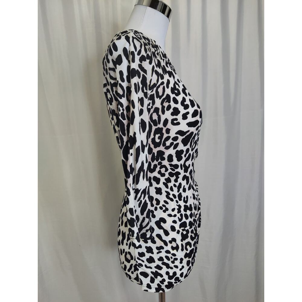 Cache 90s Y2K leopard print blouse rouched key ho… - image 10